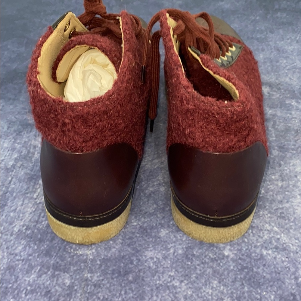 CHANEL Maroon Wool and Leather High-Tops - Picture 7 of 12